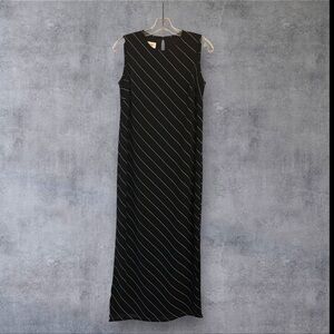 Talbots Black Diagonal Striped Maxi Dress